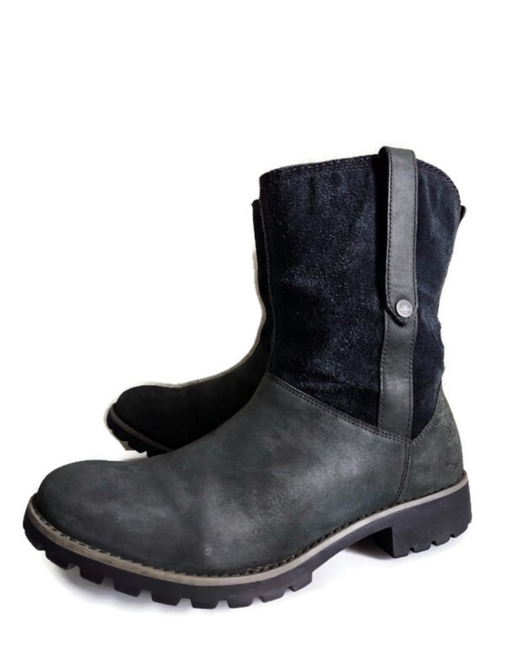 Timberland EK Atrus Black Nappa Leather-Suede Waterproof Lug Sole Mid-Calf Boots
